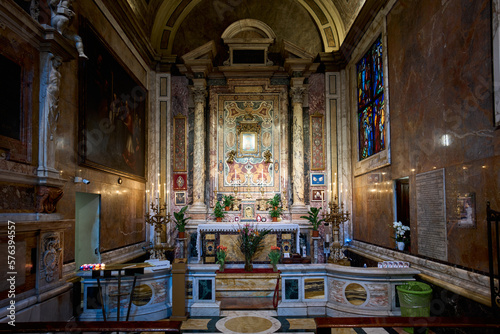 Cappella del Pozzo at the baroque church of Santa Maria in Via , Rome, Italy 