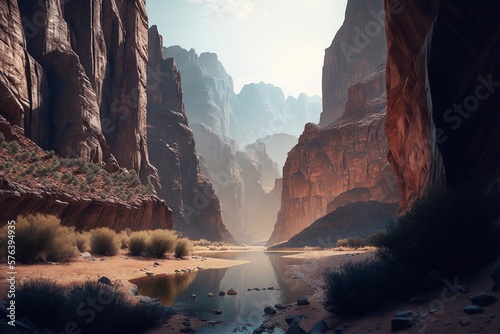 Obraz na płótnie Majestic Vista of the Canyon. Generative AI