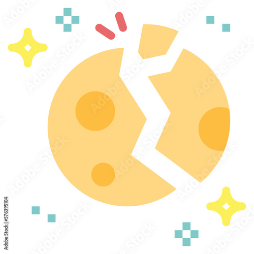 destroyed planet flat icon style