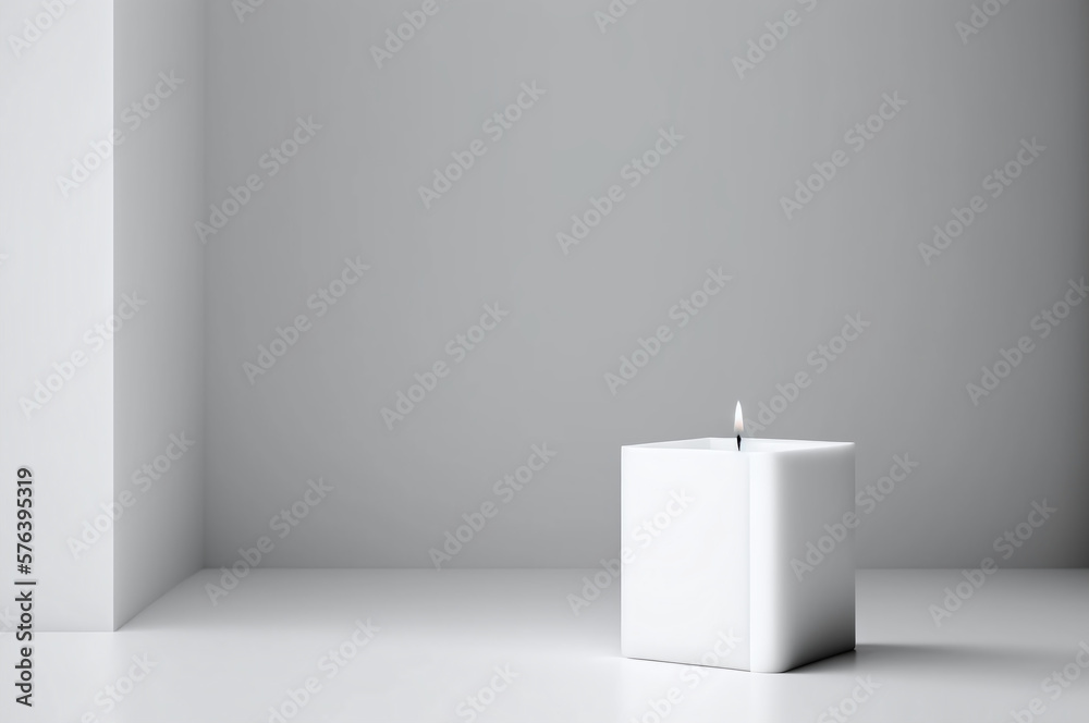White candle minimalistic decor, tranquility, zen atmosphere White candle minimalistic decor, tranquility, zen atmosphere