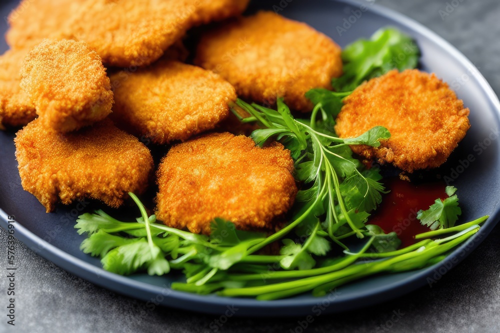 Crispy Chicken Nuggets with Flavorful Herbs and Dipping Sauce - Delicious Fast Food for Any Occasion Crispy Chicken Nuggets with Flavorful Herbs and Dipping Sauce - Delicious Fast Food for Any Occasion