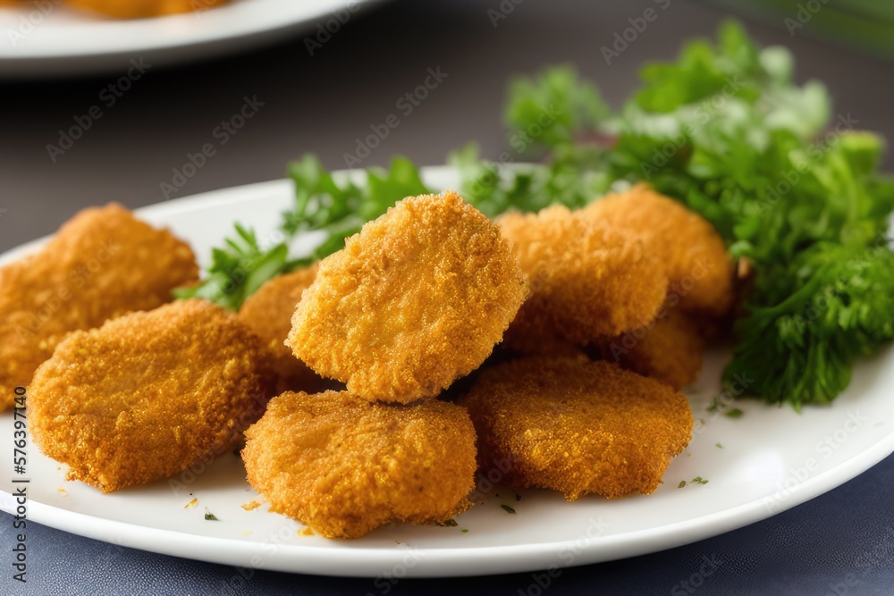 Crispy Chicken Nuggets with Flavorful Herbs and Dipping Sauce - Delicious Fast Food for Any Occasion Crispy Chicken Nuggets with Flavorful Herbs and Dipping Sauce - Delicious Fast Food for Any Occasion