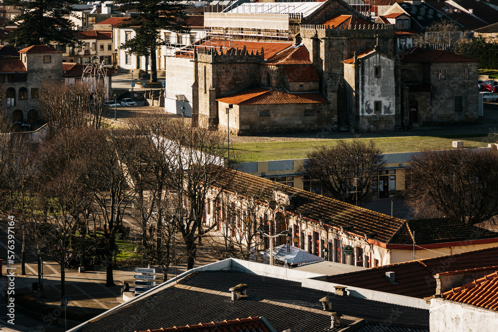 Top view of squares and houses in Vila do Conde Porto, Portugal
