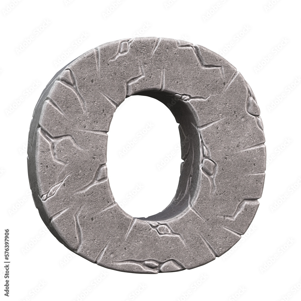 Cracked stone font 3d rendering letter O Cracked stone font 3d rendering letter O