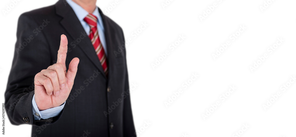 businessman show direction with hand and finger businessman show direction with hand and finger