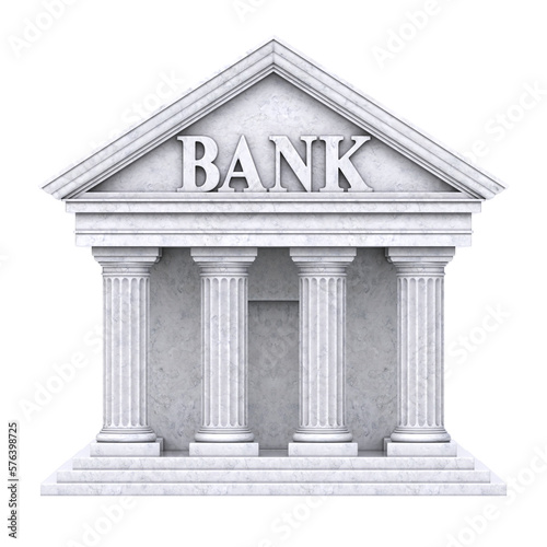 Bank 3d icon on white background 3d rendering