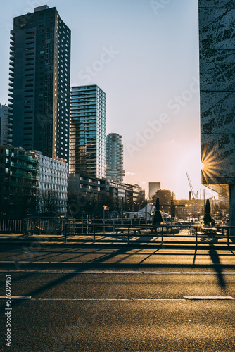 Photography city skyline at sunset