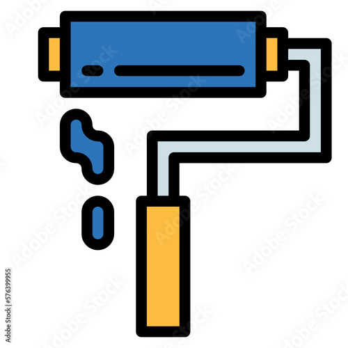 paint roller filled outline icon style