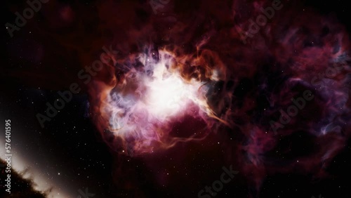 Carina Nebula Zoom Out, Space Flight, 4K photo