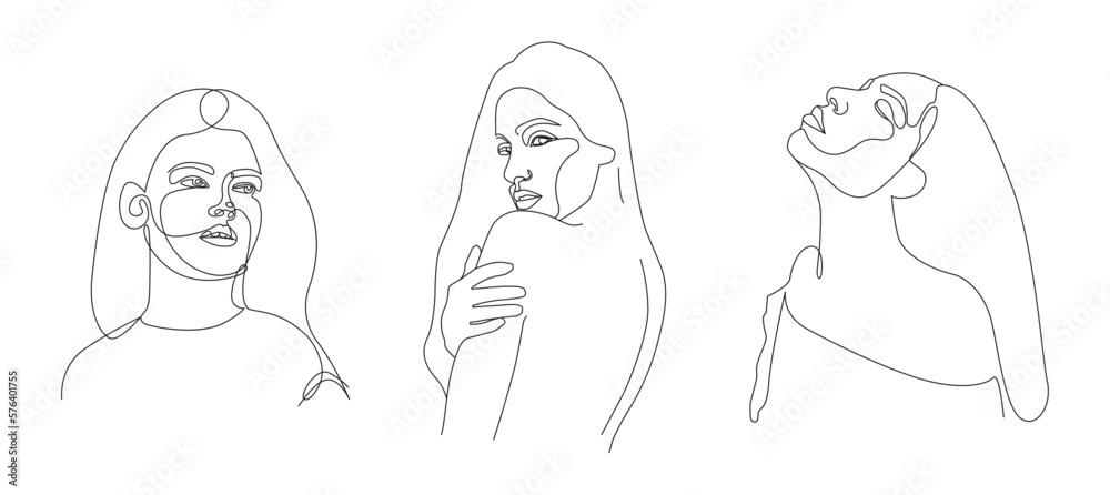 Set of minimal line art womans. Black Lines Drawing. - Vector illustration Set of minimal line art womans. Black Lines Drawing. - Vector illustration