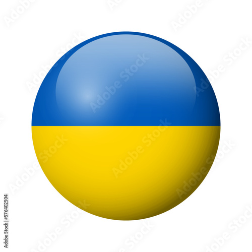 Ukraine flag - glossy circle badge. Vector icon.