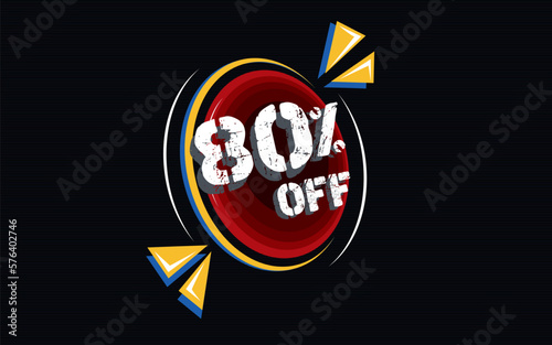 85 percent off banner with floating circle for promotions and offers