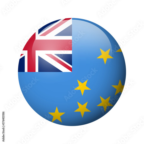 Free Download Tuvalu flag - glossy circle badge. Vector icon. - GFXLoad