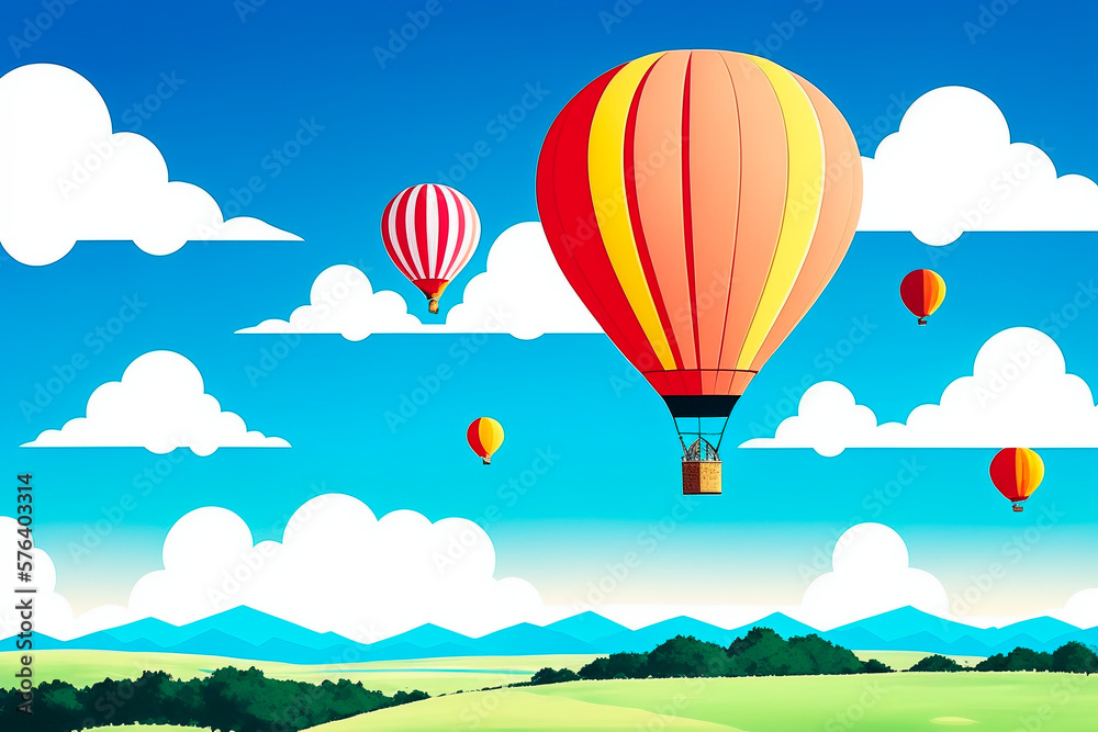 Air Balloon in the sky. Generative ai.
