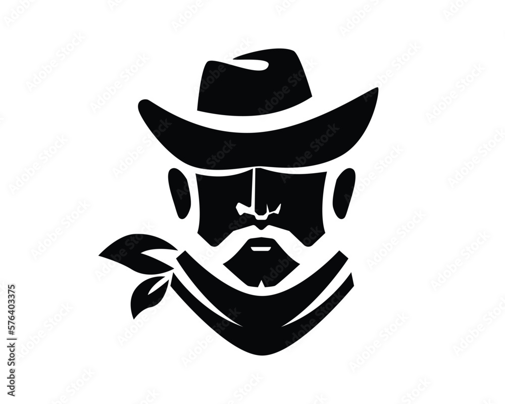 Cool Cowboy with Moustache Silhouette Cool Cowboy with Moustache Silhouette
