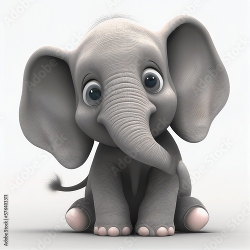 Cartoon baby elephant  generative ai