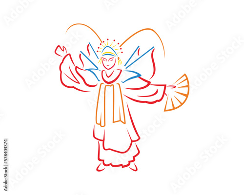 Chinese Opera Singer Illustration with Silhouette Style
