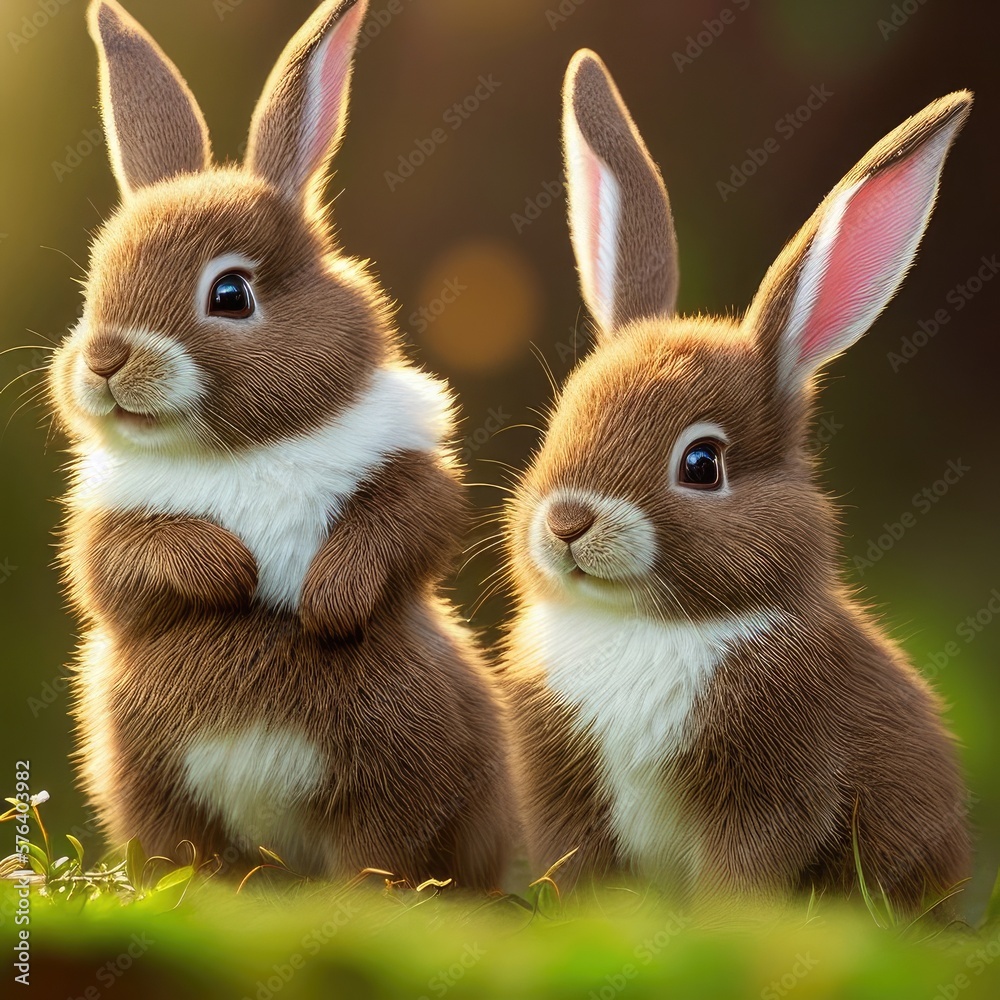 Obraz premium Easter bunnies in the forest