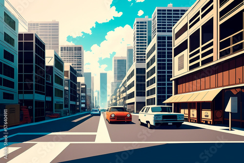 illustration city buildings. Generative ai.