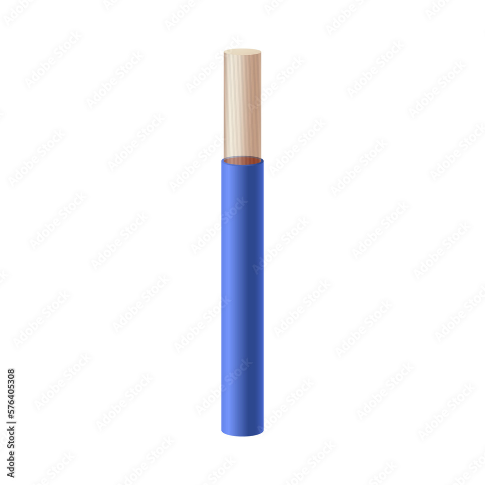 Multi core copper electrical cable in blue insulation a vector illustration Multi core copper electrical cable in blue insulation a vector illustration