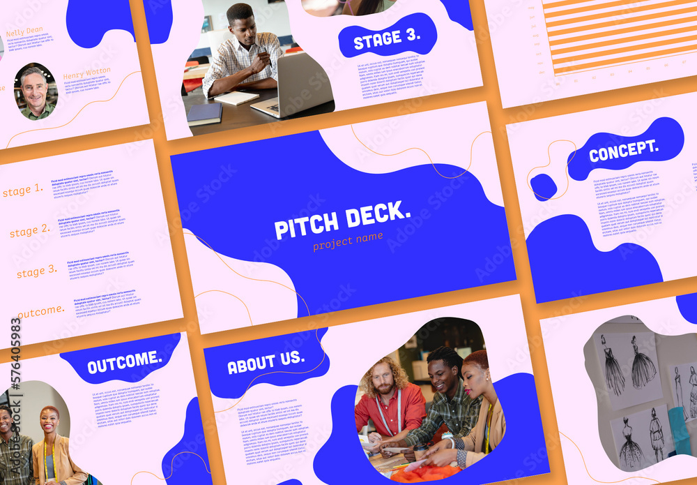 Pitch Deck with Organic Shapes Stock Template | Adobe Stock