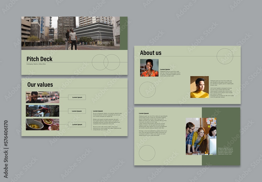 Green Minimal Pitch Deck Stock Template | Adobe Stock