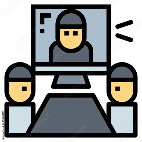 video conference filled outline icon style