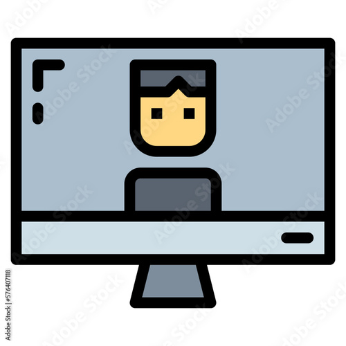 video conference filled outline icon style