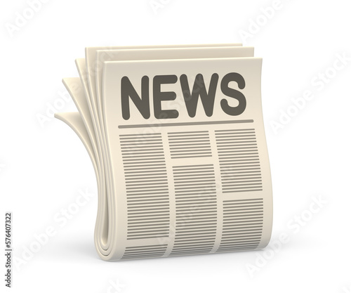 Realistic 3d icon of daily or weekly printed newspaper