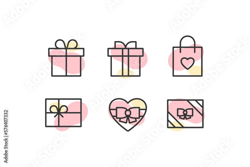Gift box with ribbon icon set. A gift for a holiday vector desing.