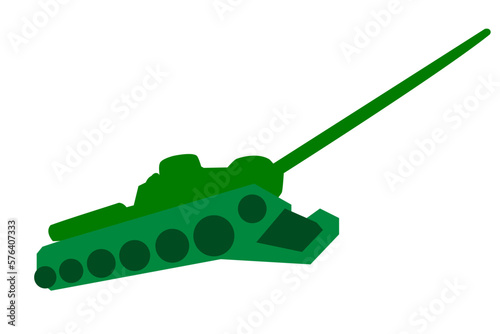 Green tank isolated on white background. Soviet WW2 armored tank cartoon drawn icon, vector eps 10