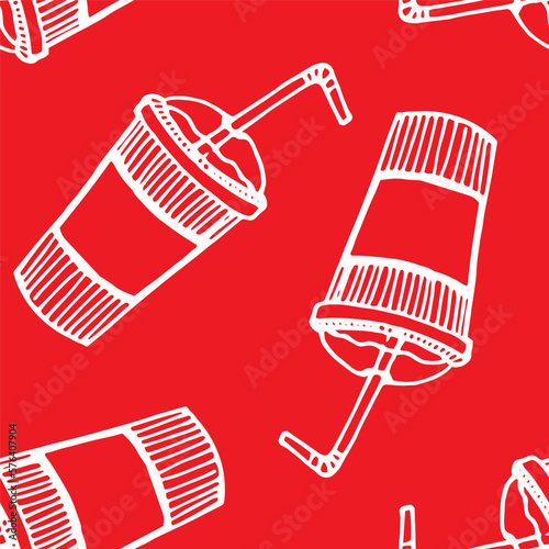 Cup pattern on red background