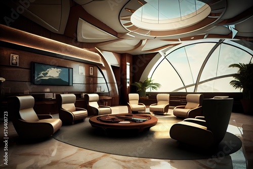 VIP airport waiting lounge with a luxury decoration, generative AI