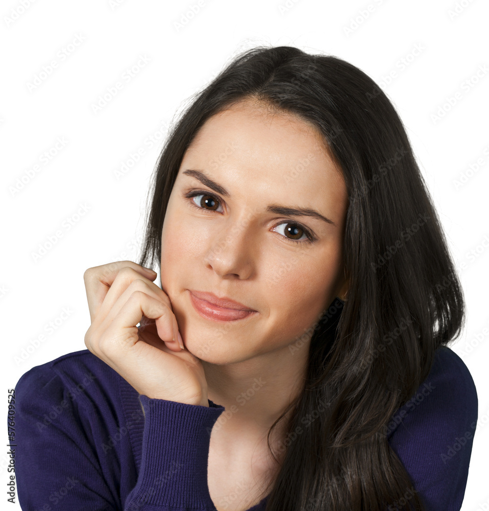 Portrait of beautiful young woman with brown hair and make-up Portrait of beautiful young woman with brown hair and make-up