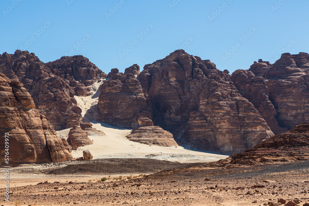 Sinai mountains, beautiful landscape of the mountains, orange sand of Sinai desert. South Sinai, Sinai peninsula, Egypt Sinai mountains, beautiful landscape of the mountains, orange sand of Sinai desert. South Sinai, Sinai peninsula, Egypt