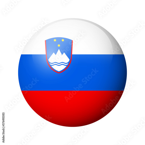 Slovenia flag - glossy circle badge. Vector icon.