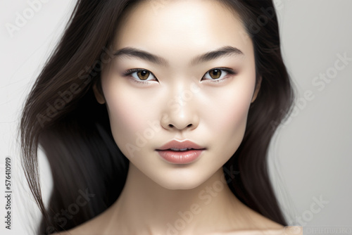 Portrait of a young & beautiful asian woman AI generated art