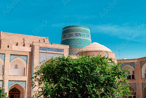Ancient Uzbek town Khiva with Itchan Kala minaret