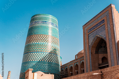 Ancient Uzbek town Khiva with Itchan Kala minaret