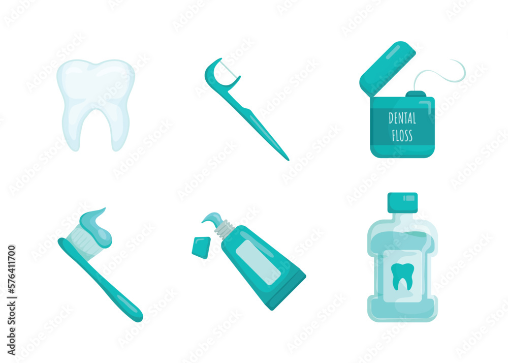 Tooth, Floss Stick, Cartridge floss,Toothbrush with toothpaste, Toothpaste,mouthwash, Dental care design style isometric vectors set. Personal hygiene, healthcare, stomatology concept. Tooth, Floss Stick, Cartridge floss,Toothbrush with toothpaste, Toothpaste,mouthwash, Dental care design style isometric vectors set. Personal hygiene, healthcare, stomatology concept.