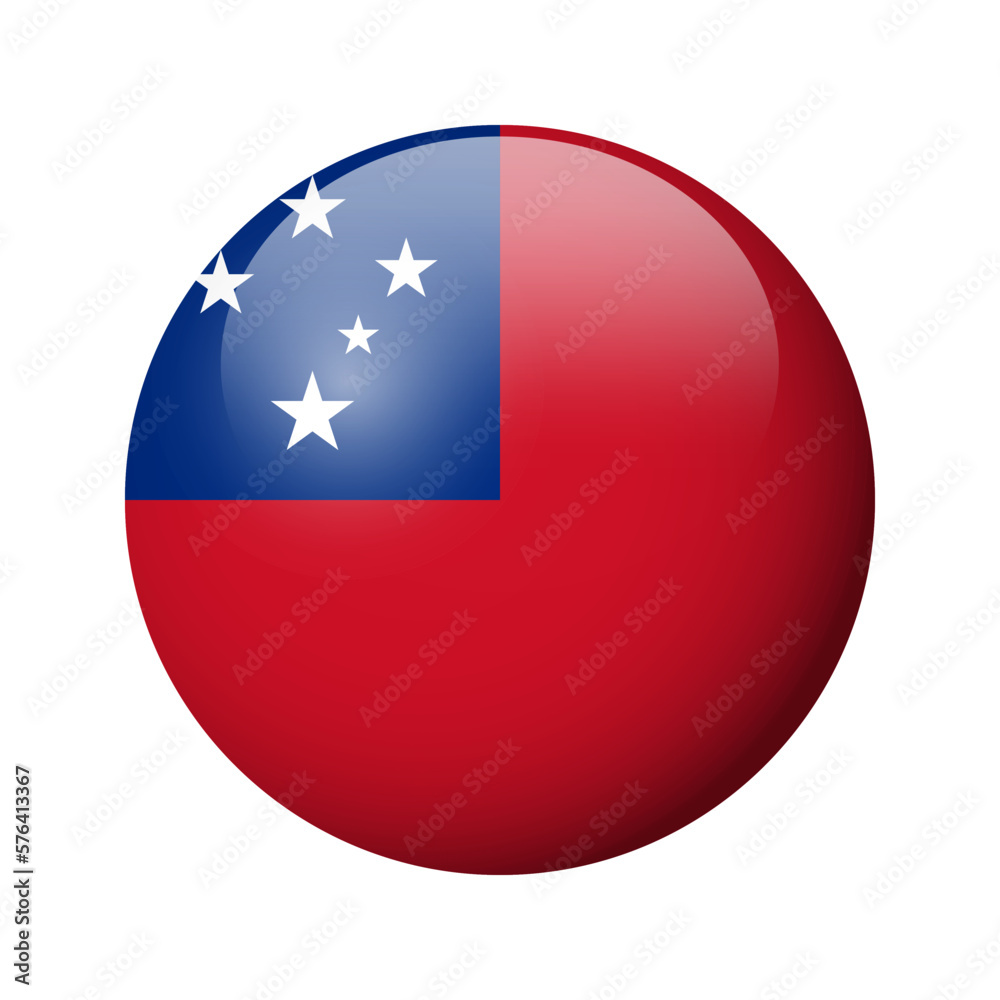Samoa flag - glossy circle badge. Vector icon. Samoa flag - glossy circle badge. Vector icon.