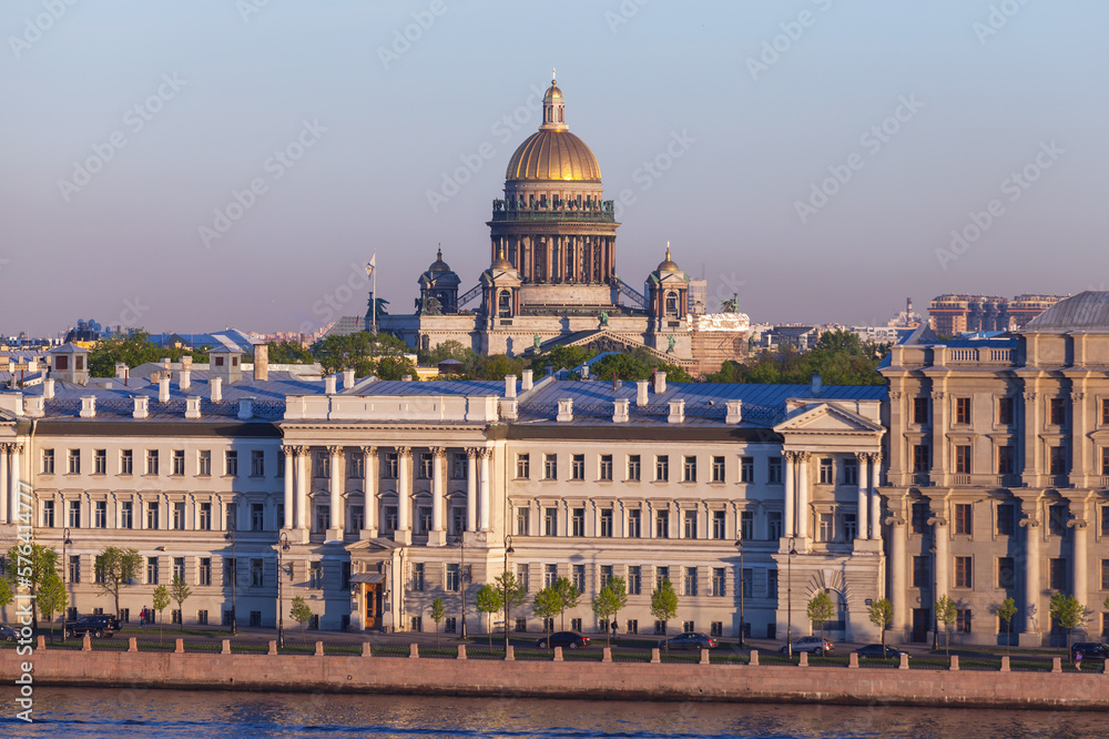 Cityscape of Saint-Petersburg, Russia. Neva river coast