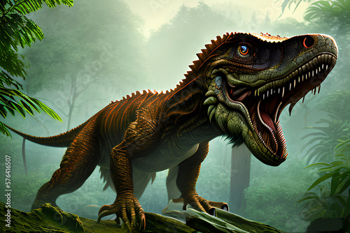 Raptor Dromaeosauridae Dinosaur, Generative AI Illustration © pandawild