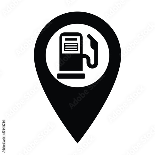 Gas Station and Location Pin Icon