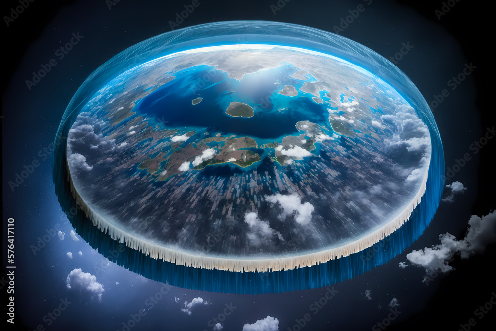 Ilustração do Stock: Flat Earth in space. Concept mythology universe ...