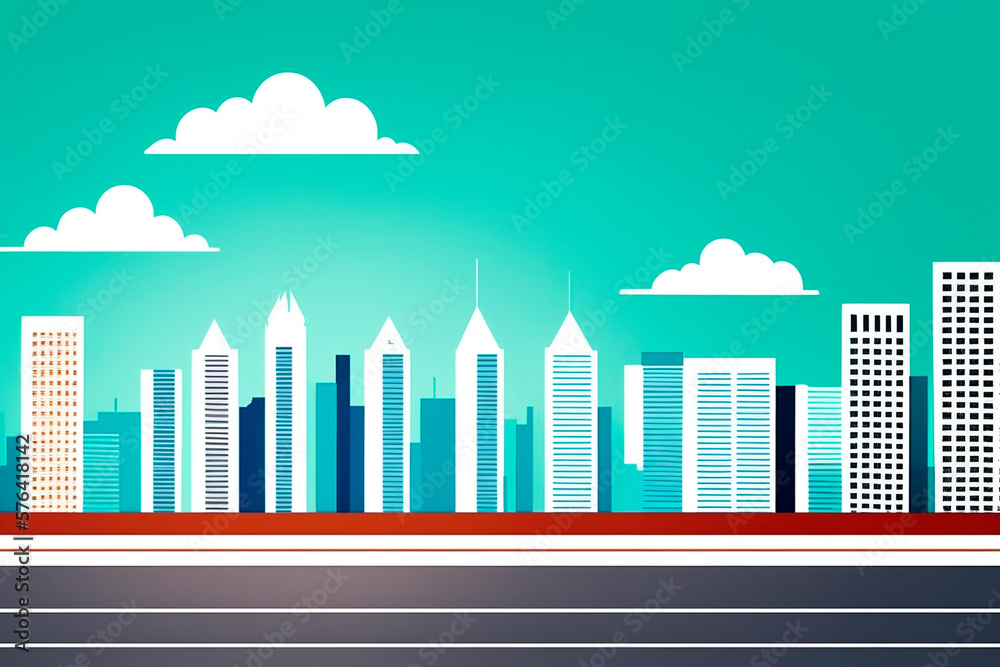 illustration city buildings. Generative ai.