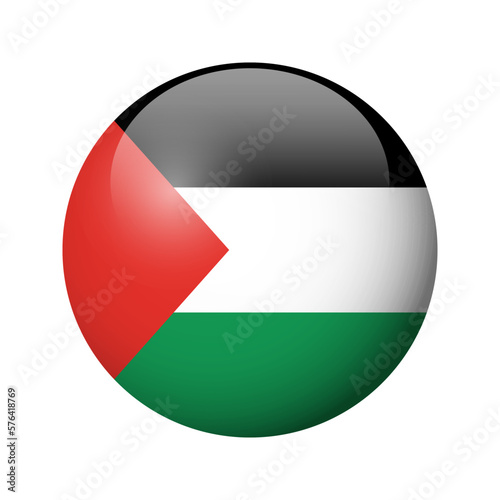 Palestine flag - glossy circle badge. Vector icon.