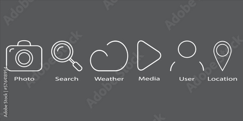 Icons for gadgets on gray background