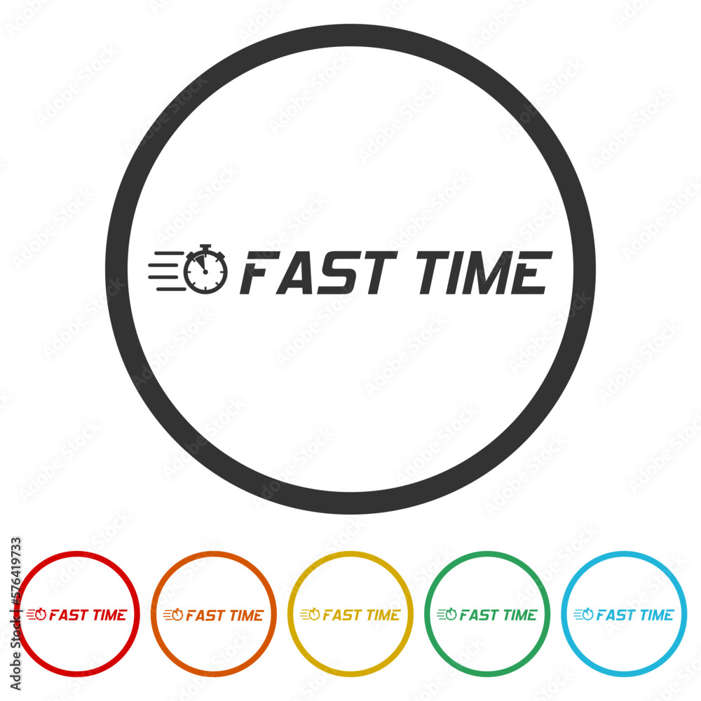 Fast time logo icons in color circle buttons Fast time logo icons in color circle buttons