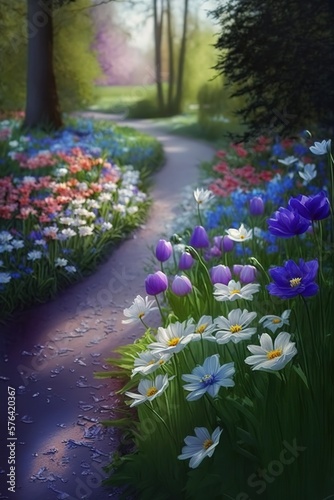 Wallpaper Mural beautiful fresh colorful spring flowers generative ai Torontodigital.ca